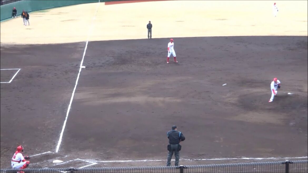 ケムナ誠投手・髙木翔斗捕手のバッテリーで投球練習（vs 巨人2軍との練習試合 / 2025.02.23）