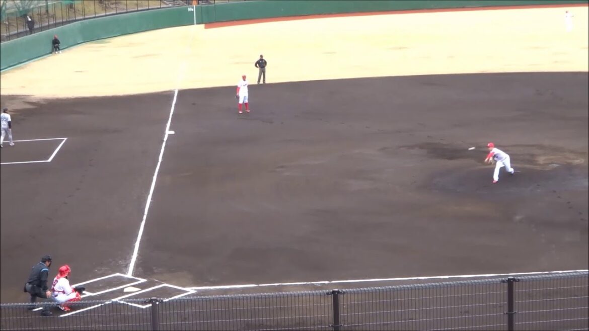 髙太一投手・會澤翼捕手の先発バッテリーで投球練習（vs 巨人2軍との練習試合 / 2025.02.23）