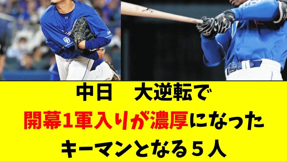 【中日】崖っぷちから開幕１軍濃厚となった５人がこちら