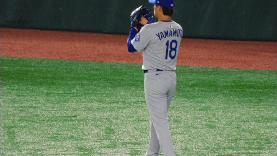 【球が落ちない】山本由伸の遠投 MLB開幕戦2025