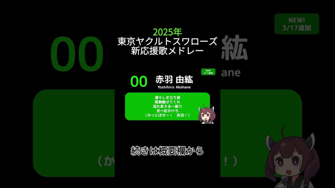 【ヤクルト】AIきりたんが歌う! 東京ヤクルトスワローズ 新応援歌メドレー2025【MIDI】【NEUTRINO】 #プロ野球 #応援歌 #aiきりたん 【ヤクルト】AIきりたんが歌う! 東京ヤクルトスワローズ 新応援歌メドレー2025【MIDI】【NEUTRINO】 #プロ野球 #応援歌 #aiきりたん