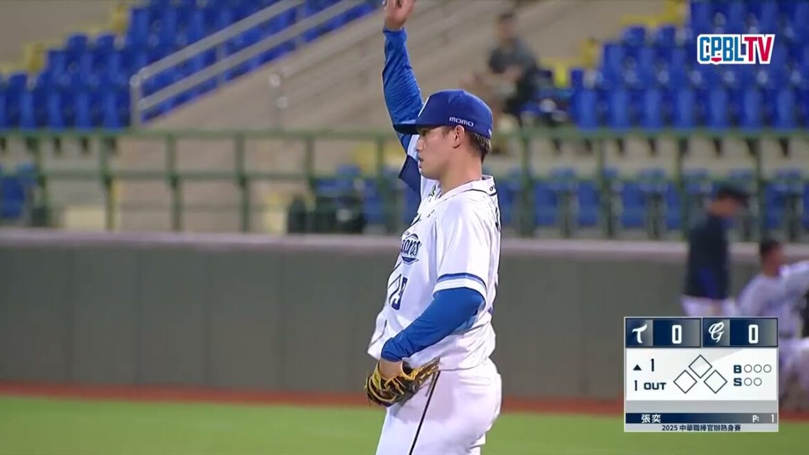 03/14 台鋼 VS 富邦 一局上,張奕擔任本場比賽富邦悍將先發投手,首局就先送出兩次三振 03/14 台鋼 VS 富邦 一局上,張奕擔任本場比賽富邦悍將先發投手,首局就先送出兩次三振