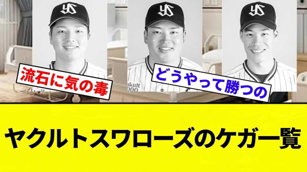 【ヤ戦病院】ヤクルトスワローズのケガ一覧【プロ野球反応集】【2chスレ】【なんG】