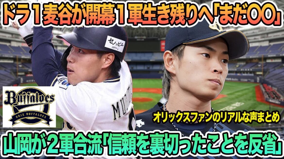 【オリックス】ドラ1麦谷が開幕1軍生き残りへ「まだ〇〇」、山岡が2軍合流「信頼を裏切ったことを深く反省」 オリックス オープン戦 オリックス 春季キャンプ バファローズ 岸田監督 【オリックス】ドラ1麦谷が開幕1軍生き残りへ「まだ〇〇」、山岡が2軍合流「信頼を裏切ったことを深く反省」 オリックス オープン戦 オリックス 春季キャンプ バファローズ 岸田監督