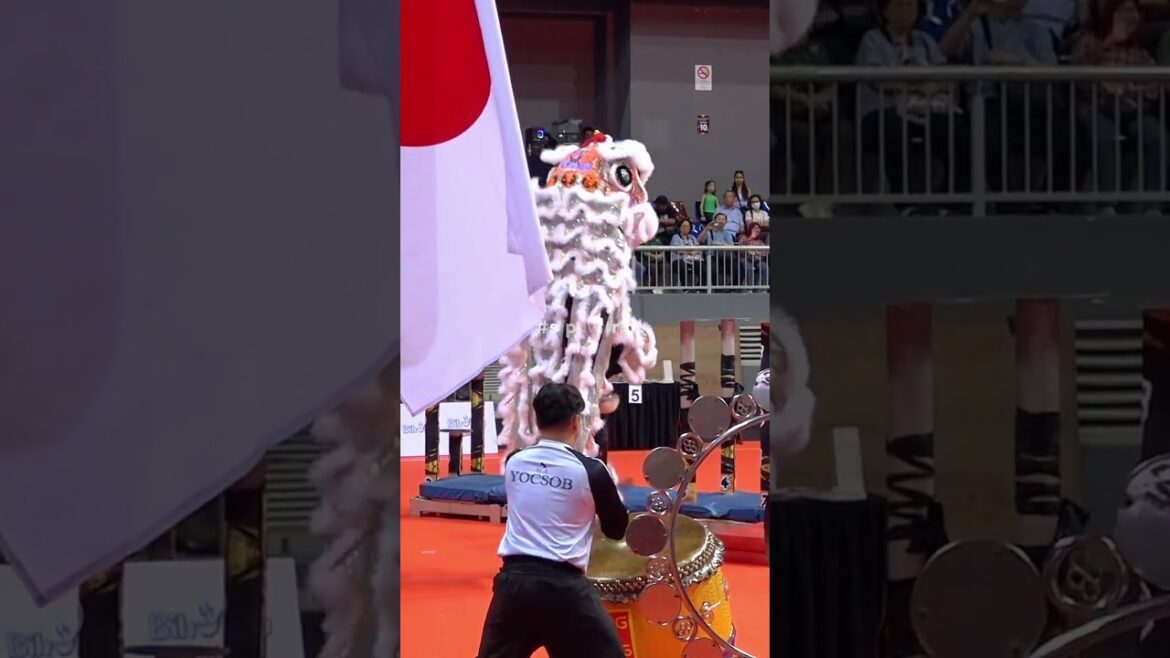 Fall down 🤯 更多精彩画面点击链接观看! 1st FOBI world championship #liondance  #barongsai #acrobaticliondance