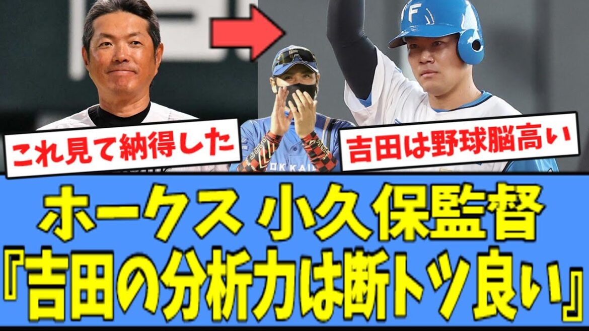 【絶賛】日ハム 吉田賢吾、小久保監督から"分析力"を絶賛されていた模様！！