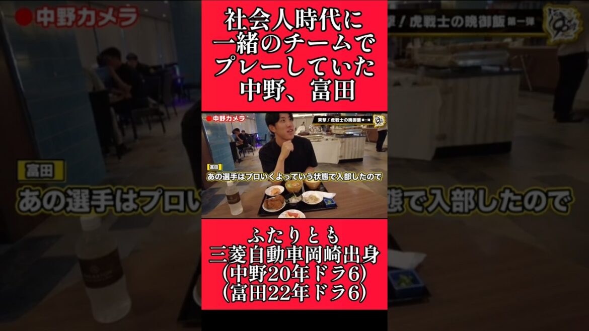 【阪神】富田＆中野は三菱自動車岡崎出身でお互いドラフト６位！ #阪神 #阪神タイガース #富田蓮 #中野拓夢 #shorts