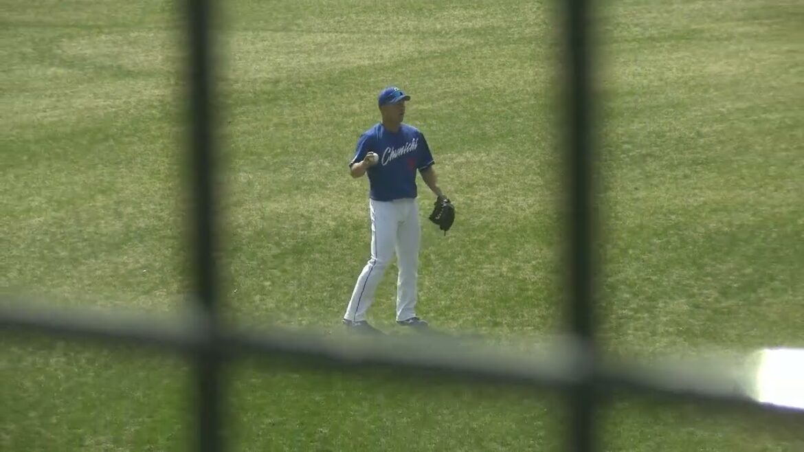 中日ドラゴンズ 加藤竜馬選手・川越誠司選手・尾田剛樹選手・濱将之介選手・鵜飼航丞選手・モニエル選手 の試合前 外野手キャッチボール 2025/3/25 ちゅーるスタジアム