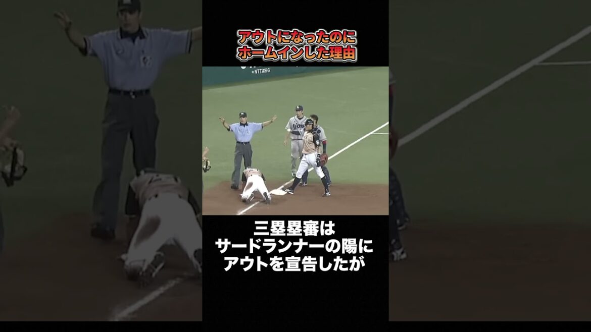 アウトになったランナーがホームイン！？ #野球 #プロ野球 #野球雑学