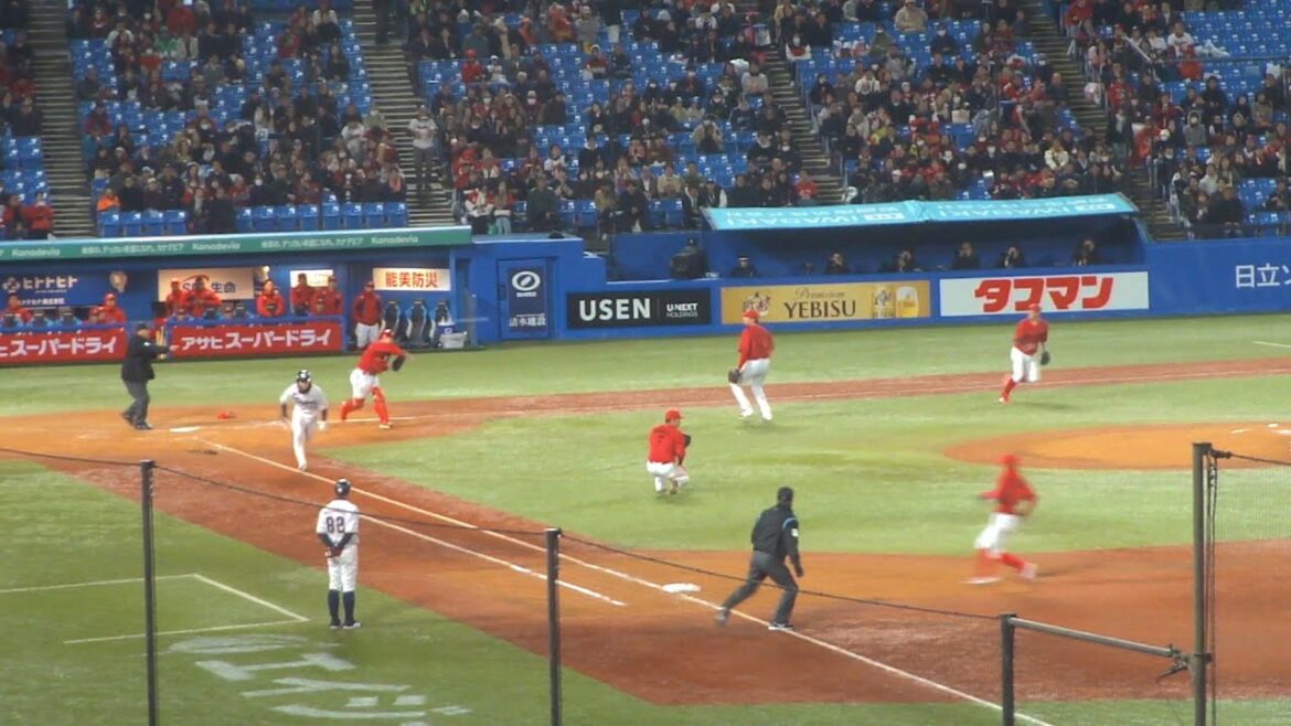 広島 會澤翼 ナイスプレーで送りバント失敗　ヤクルト vs 広島　2025年4月2日(水) 神宮球場