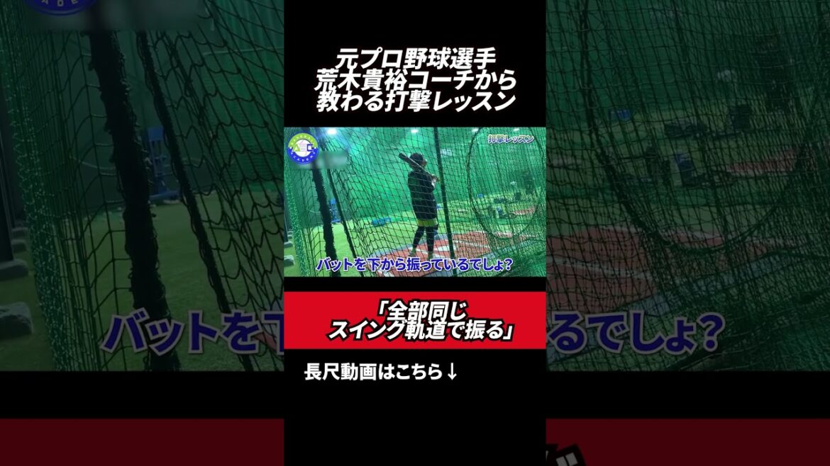 どんな球が来ても同じ軌道で振る👀 #野球スクール #荒木貴裕  #コーチング