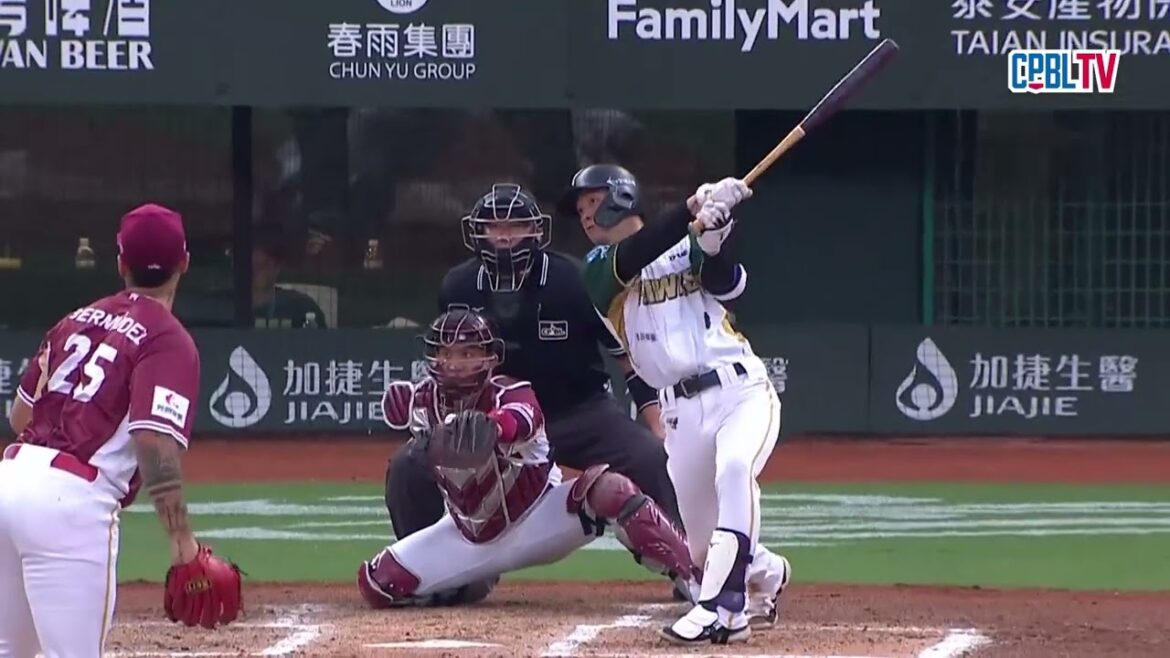 04/04 樂天 VS 台鋼 六局下，台鋼靠著曾子祐的三壘安打和王柏融的滾地球攻下追平分