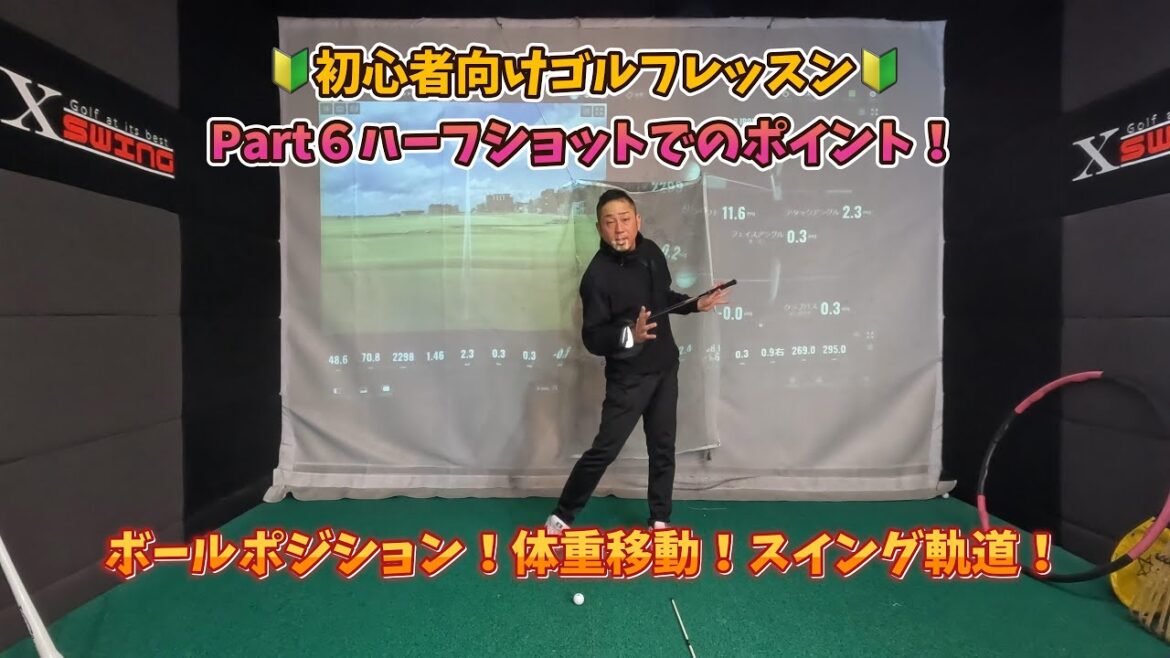 【ゴルフレッスン】初心者向けゴルフレッスン！Part６ハーフショットでのポイント。ボールポジション・体重移動・スイング軌道