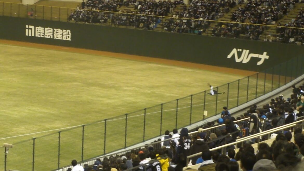 ロッテ 岡大海 ファインプレー　西武 vs ロッテ　2025年4月9日(水) 県営大宮球場
