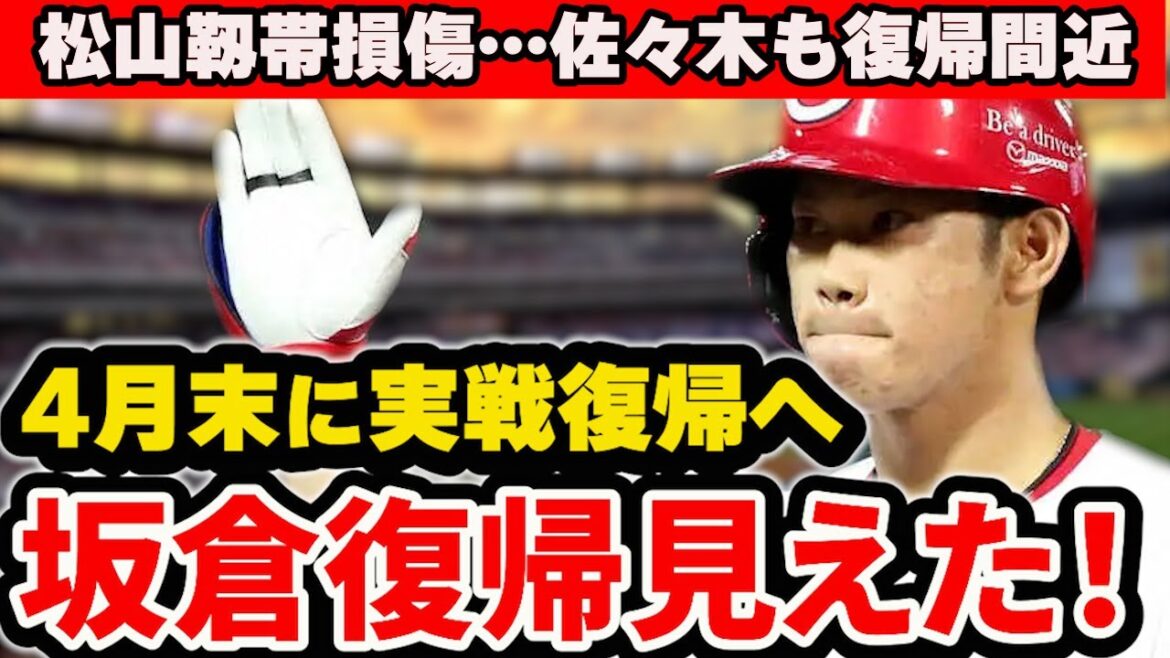 【朗報】坂倉4月中に実戦復帰へ！フリー打撃再開で復帰近づく！佐々木も4月中実戦復帰？松山は靱帯損傷で離脱【広島東洋カープ】