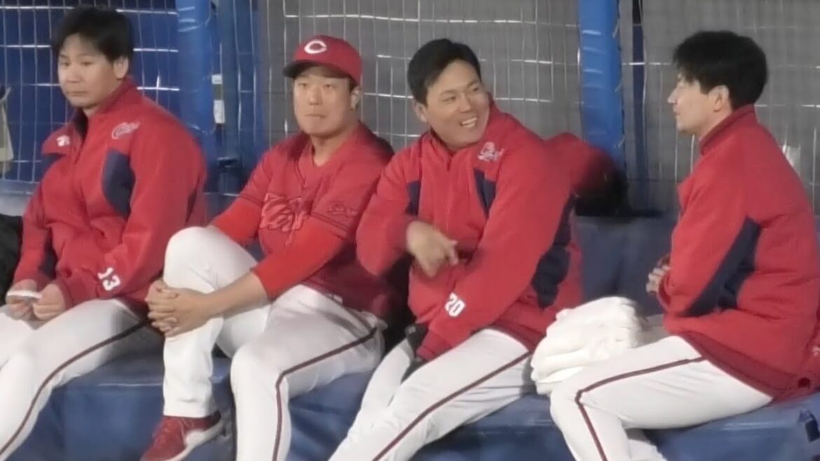 ニコニコご機嫌な栗林良吏とカープブルペン投手陣！広島東洋カープvs東京ヤクルトスワローズ 2025年4月3日