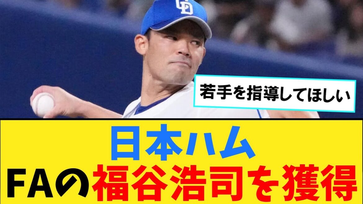 【日本ハム】中日からFA福谷浩司の獲得を正式発表【なんJ２ch５chプロ野球反応集】