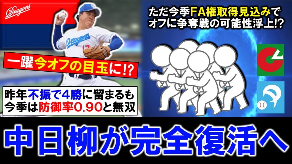 【一躍今オフの目玉に！？】中日『柳裕也』が今季ここまで防御率０.９０と完全復活！昨年不調で心配されていた中で先発の柱として活躍も、一方でそうなると今オフＦA権取得見込みでオフに争奪戦になる可能性も！？
