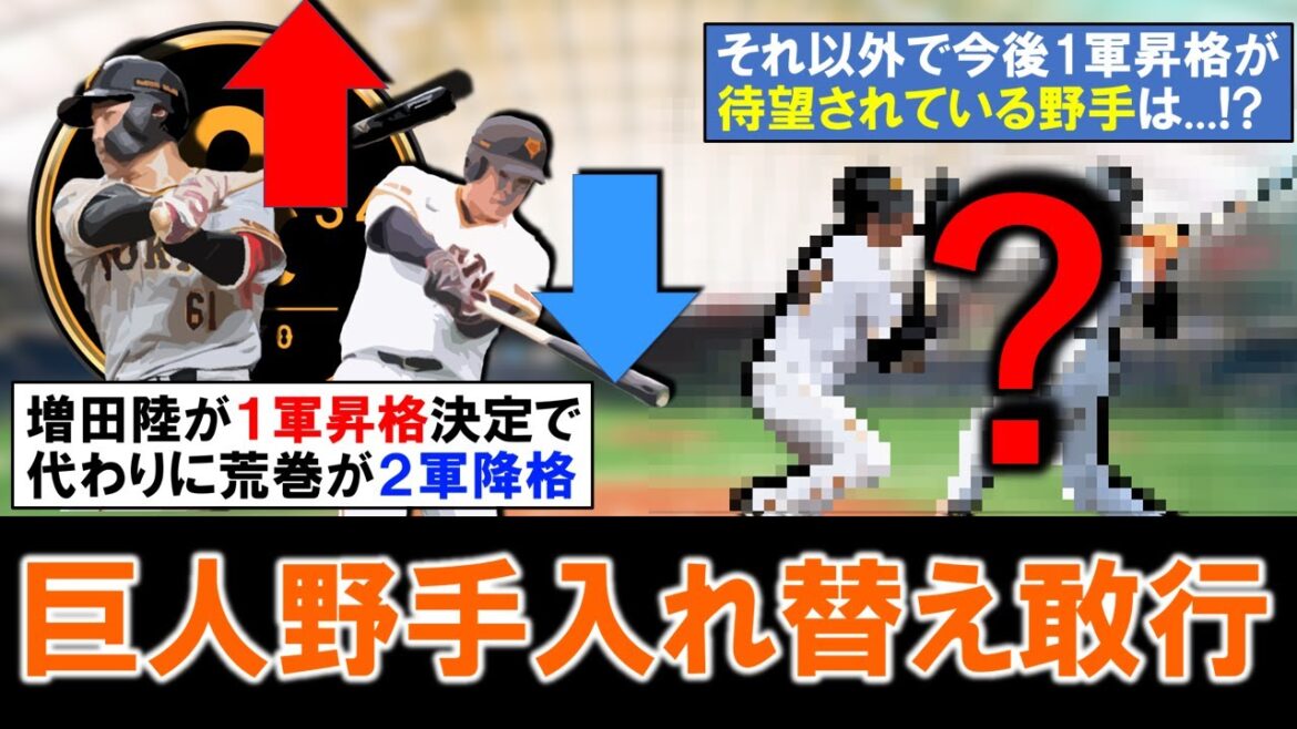 【今度のチャンスは彼に！】巨人２軍で打率.３３３の『増田陸』が１軍昇格で代わりにドラ３ルーキー『荒巻悠』が２軍降格決定！野手入れ替え敢行も、それ以外で今後１軍昇格が待望されている野手は...！？