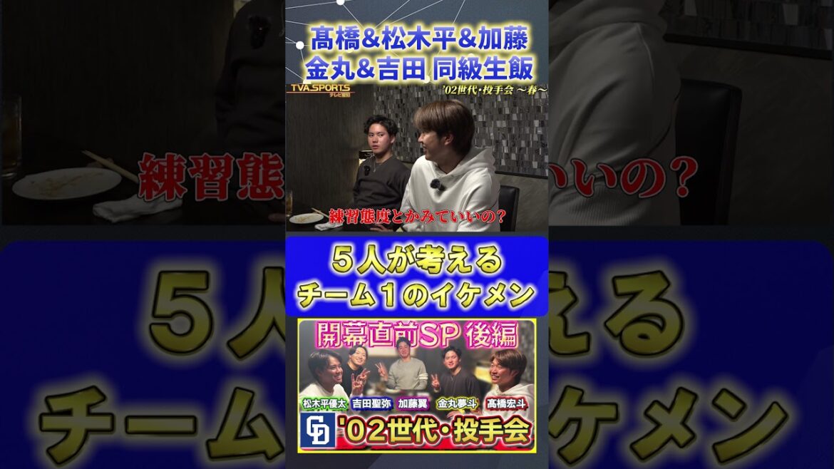 【髙橋×松木平×加藤×金丸×吉田】チーム１のイケメン『02世代・投手会』#髙橋宏斗 #松木平優太 #加藤翼 #金丸夢斗 #吉田聖弥 #中日ドラゴンズ #プロ野球ニュース #shorts