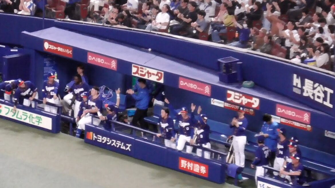 中田翔  今季初HRの瞬間 ベンチで湧き立つ中田会の皆さん　中日ドラゴンズVS横浜DeNAベイスターズ　2025/04/19