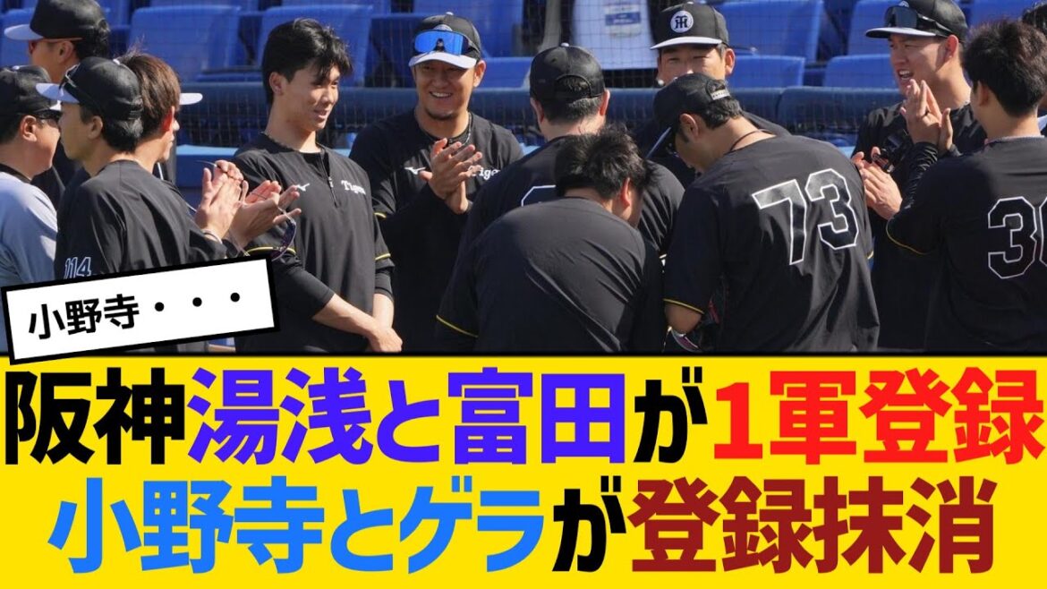 【公示】阪神湯浅京己と富田蓮が1軍登録、小野寺暖とハビー・ゲラが登録抹消　【ネットの反応】【反応集】