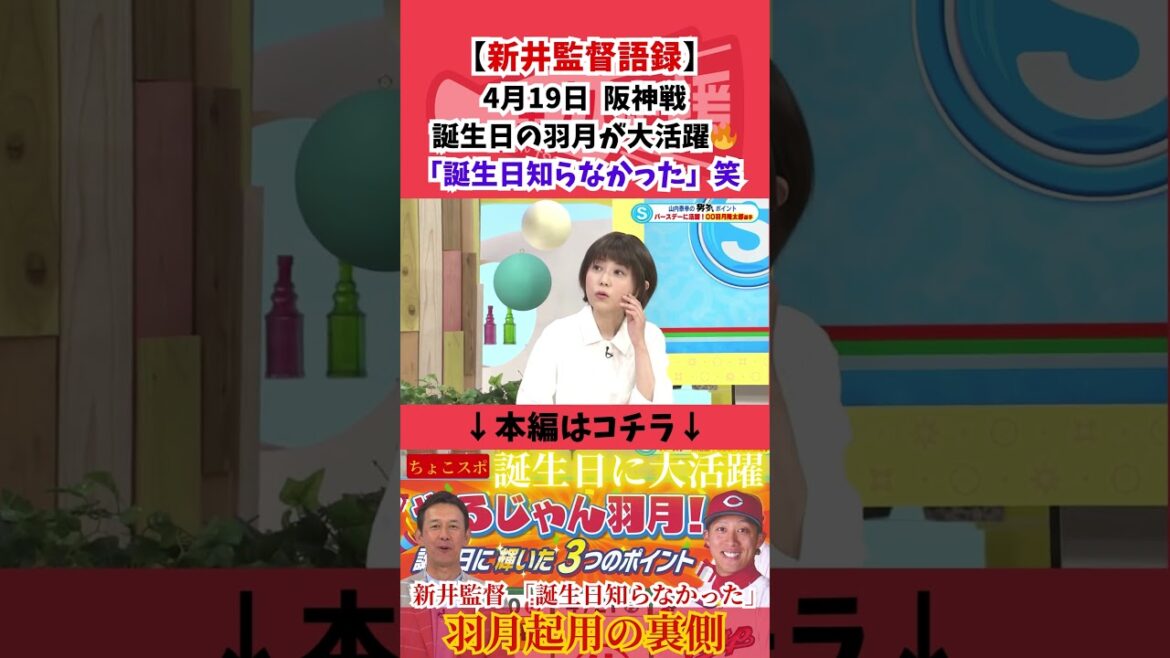 【新井監督語録】「羽月の誕生日知らなかった…」4月19日阪神戦誕生日の羽月が大活躍🔥 #carp #広島東洋カープ #羽月隆太郎 #新井貴浩 【新井監督語録】「羽月の誕生日知らなかった…」4月19日阪神戦誕生日の羽月が大活躍🔥 #carp #広島東洋カープ #羽月隆太郎 #新井貴浩