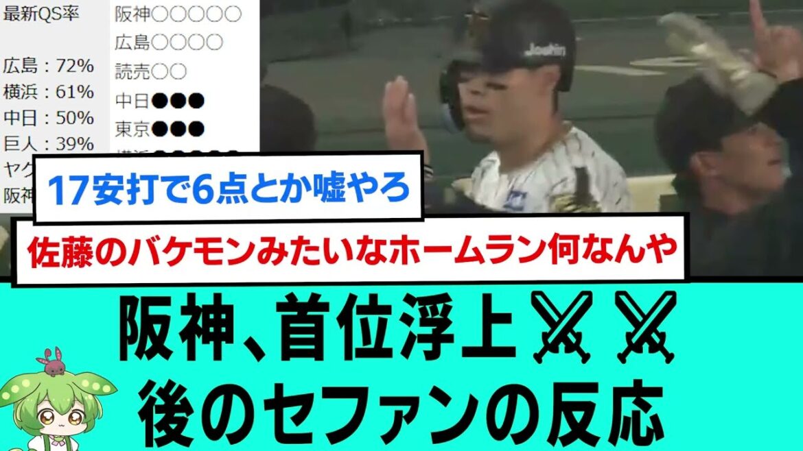 【5連勝】阪神、首位浮上⚔⚔後のセファンの反応【プロ野球/阪神タイガース/なんJ2ch5chスレまとめ/セリーグ/近本光司/大山悠輔/中野拓夢/村上頌樹/2025年4月25日】