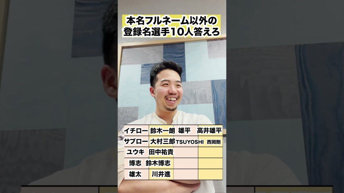 登録名が本名フルネーム以外の選手10人答えろ