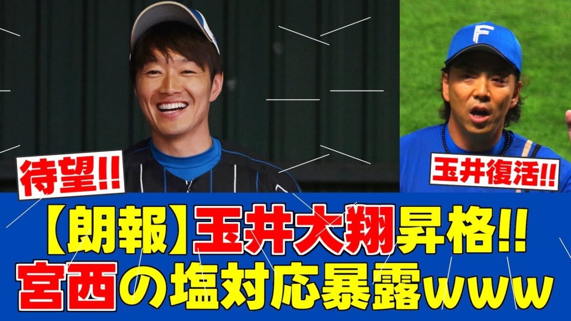 【朗報】玉井大翔が今季初昇格!宮西の塩対応に本音暴露【日ハムファンの反応】【F速報】 【朗報】玉井大翔が今季初昇格!宮西の塩対応に本音暴露【日ハムファンの反応】【F速報】