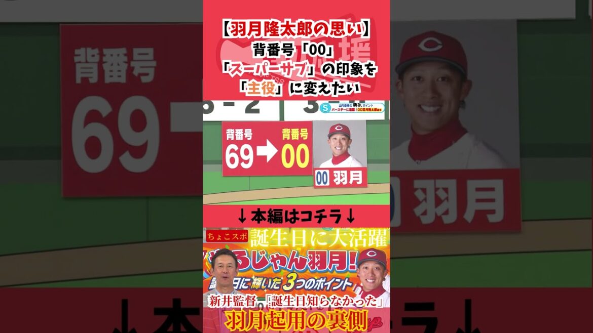【羽月隆太郎の思い】背番号「00」「スーパーサブ」の印象を「主役」に変えたい🔥#carp #広島東洋カープ #羽月隆太郎 #主役