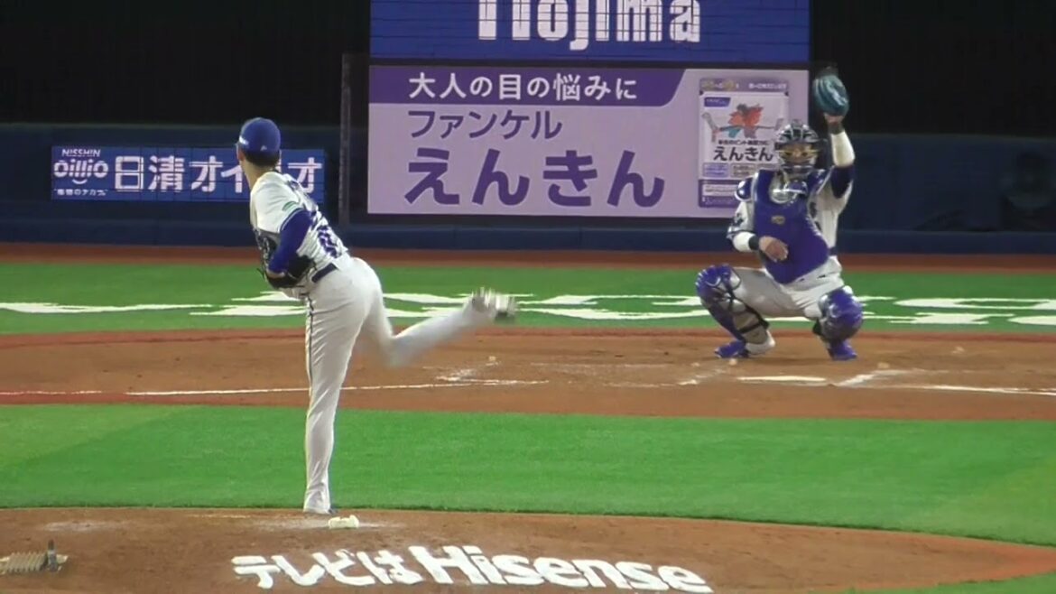 2025年4月24日 阪神戦・宮城 滝太 投手の入場＆準備投球（ボールデッド中）