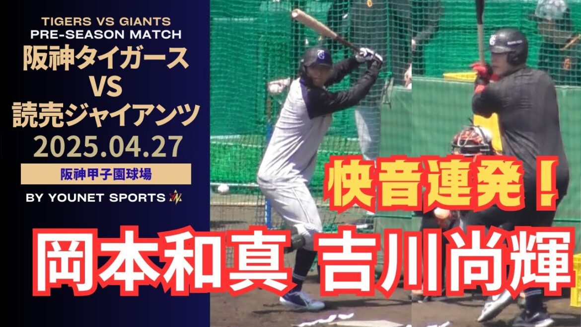 【快音！】吉川尚輝＆岡本和真のバッティング練習（令和7年4月27日）