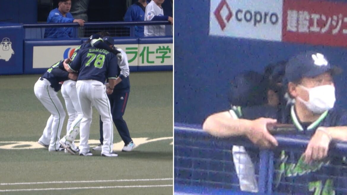 長岡の故障により高津監督が落胆の表情を浮かべる（2025/4/26）