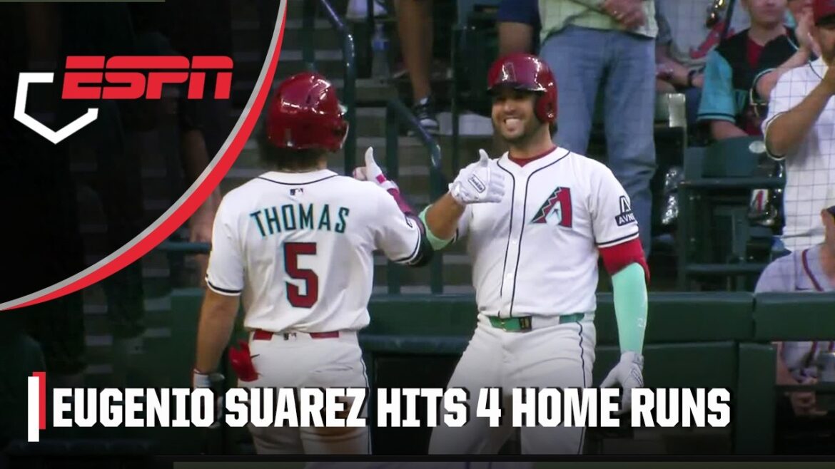 Eugenio Suarez CRUSHES 4 homers in a monster game vs. Braves 🤯 | MLB on ESPN