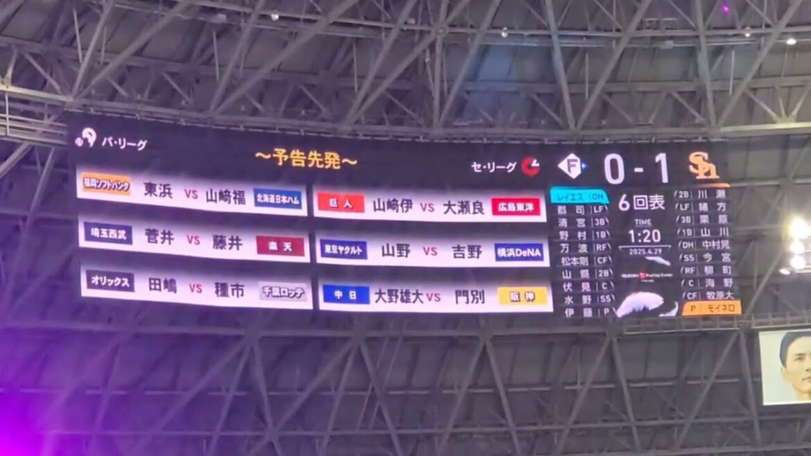 20250429 巨と福也!明日翌日・予告先発投手の発表【福岡ソフトバンクホークスvs北海道日本ハムファイターズ】&他球場 5回ウラ終了後@みずほPayPayドーム福岡・ライト外野 20250429 巨と福也!明日翌日・予告先発投手の発表【福岡ソフトバンクホークスvs北海道日本ハムファイターズ】&他球場 5回ウラ終了後@みずほPayPayドーム福岡・ライト外野