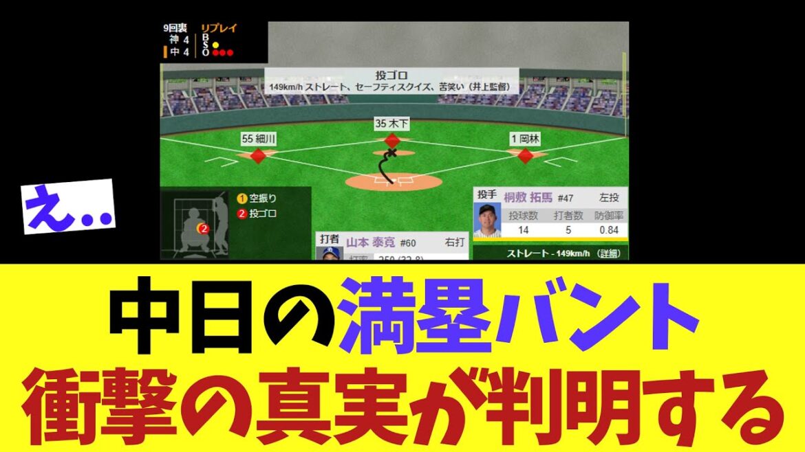 中日の満塁バント　真実が判明する