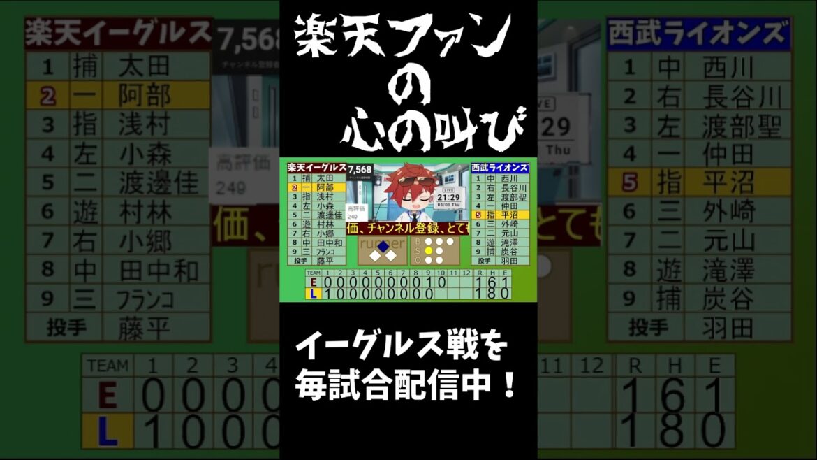 【NPBプロ野球】楽天イーグルス VS 西武ライオンズ #rakuteneagles #東北楽天ゴールデンイーグルス  5/1【ラジオ実況風同時観戦視聴配信ライブ】#shorts