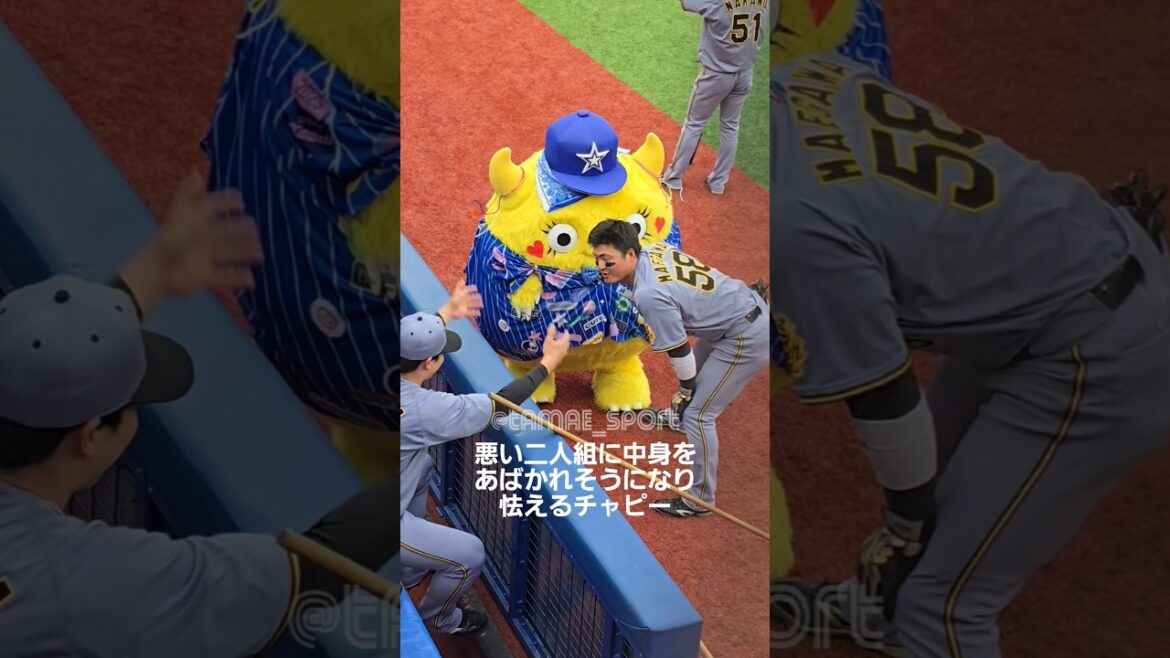 悪い二人組に中身を暴かれそうになるチャピー