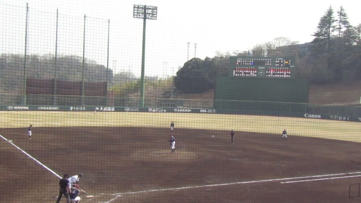 舟越秀虎が盗塁を決める 青森大 藤澤主樹は鈴木大和を三振（読売ジャイアンツ対 青森大学 2025年3月26日）