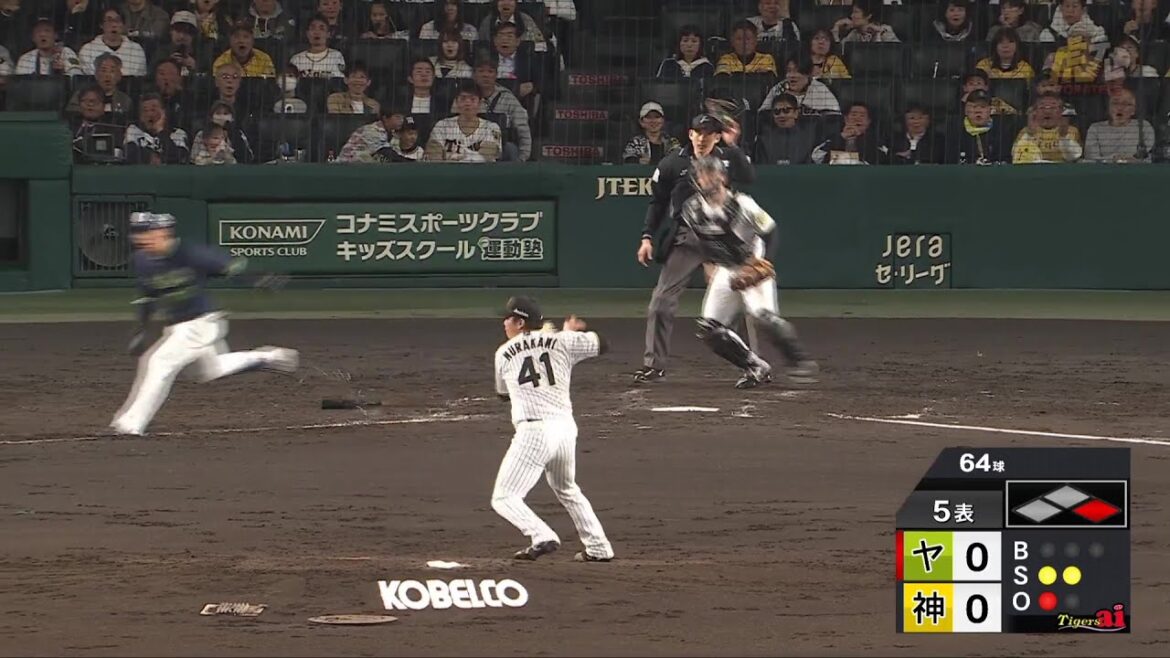 【好反応】5回表 #村上頌樹 投手がピッチャーライナーを好捕！ダブルプレー！【2025/5/2Ｔ－Ｓ】