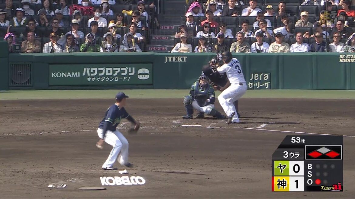 【我らの大山】3回裏、#大山悠輔 選手が引っ張り込んだ当たりは三塁線を破り2者が生還！【2025/5/3Ｔ－Ｓ】