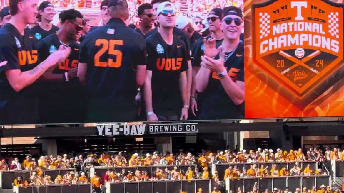 Vols National Champion Baseball Team in Neyland Stadium