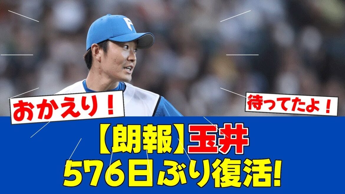 【朗報】玉井大翔、2年ぶり1軍登板で無安打無失点の好投！【日ハムファンの反応】【F速報】