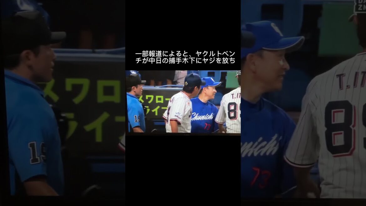 高津監督や片岡コーチらが激高！あわや乱闘に？立浪監督が両者なだめる  #short #乱闘 #デッドボール #ヤクルト #中日 #立浪 #高津 #片岡 #乱闘  #プロ野球 #一触即発