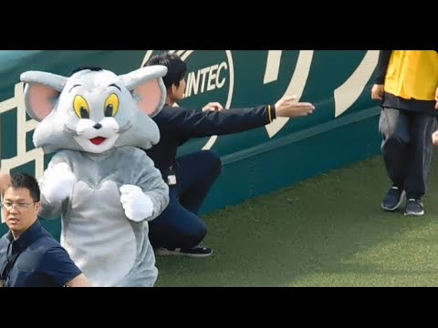 【トムジェリ降臨】子供祭りでトムとジェリーが来場 イニング間イベントを盛り上げる 【トムジェリ降臨】子供祭りでトムとジェリーが来場 イニング間イベントを盛り上げる