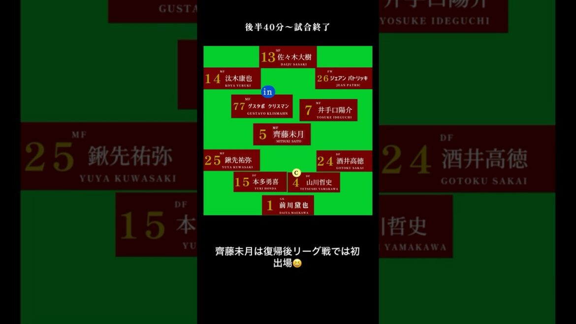 ファジアーノ岡山戦 ヴィッセル神戸 J1第14節 2025年5月3日 トゥーレル、大迫、武藤欠場 エリキが右W復帰 宮代・井手口のゴール 齊藤未月復帰後リーグ戦初出場