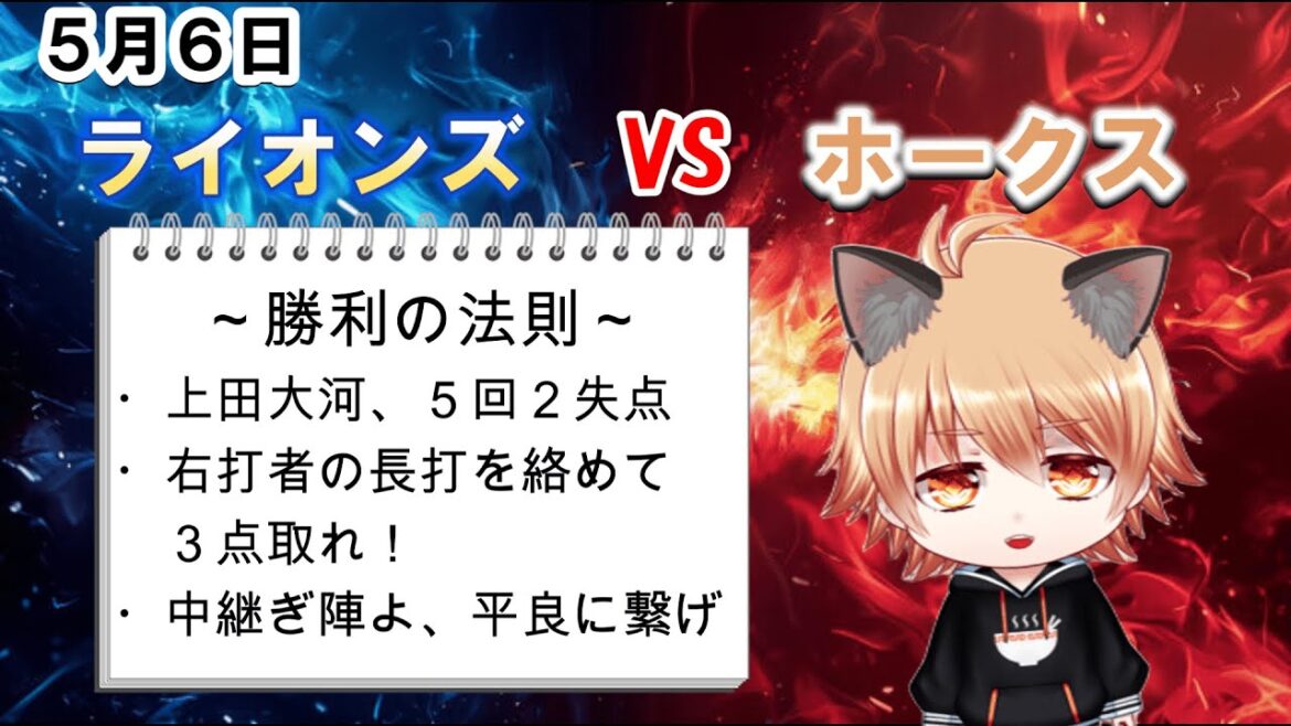 上田大河に、プロ初勝利を！　埼玉西武ライオンズVS福岡ソフトバンクホークス