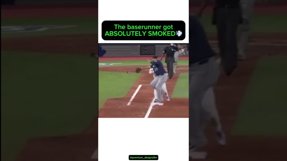 The baserunner got ABSOLUTELY SMOKED💨 #mlb #baseball #smoke #base #runner #toronto #bluejays #sub