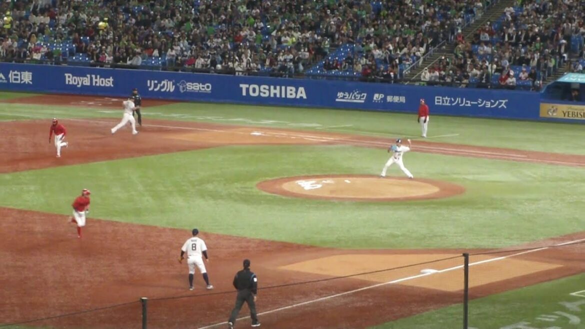 ヤクルト 山野太一のキャッチによる、143のダブルプレー　ヤクルト vs 広島　2025年5月7日(水) 神宮球場